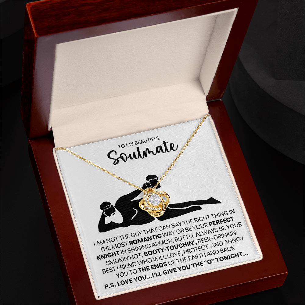 To My Beautiful Soulmate Necklace for Women, Girlfriend - My Soulmate Love Knot Necklace Gifts for Her Anniversary Future Wife Gift From Beer Lover Boyfriend to Girl Friend Necklace with Card & Box