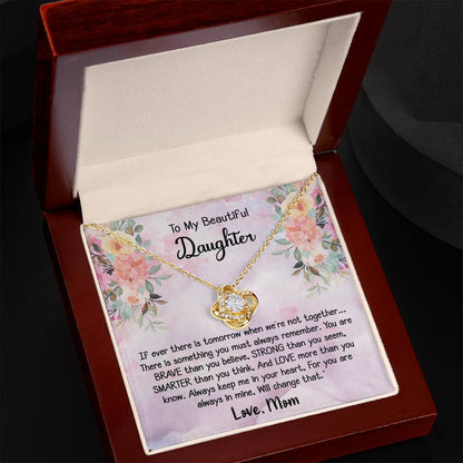 To My Daughter Love Knot Necklace Gift With Beautiful Message Card - B
