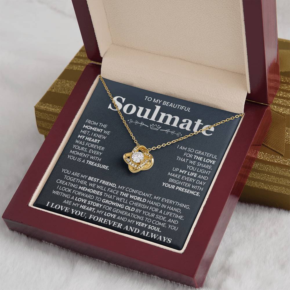 To My Beautiful Soulmate Necklace for Women, Girlfriend- My Soulmate Love Knot Necklace Gifts for Her Anniversary Future Wife You Are My Best Friend Girl Friend Necklace with Card & Box