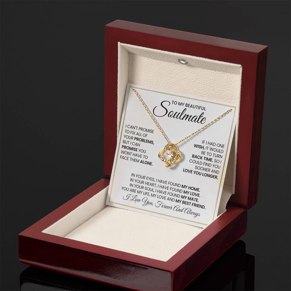 To My Beautiful Soulmate Necklace for Women, Girlfriend- My Soulmate Love Knot Necklace Gifts for Her Anniversary Future Wife My Love My Mate My Bestfriend Girl Friend Necklace with Card & Box