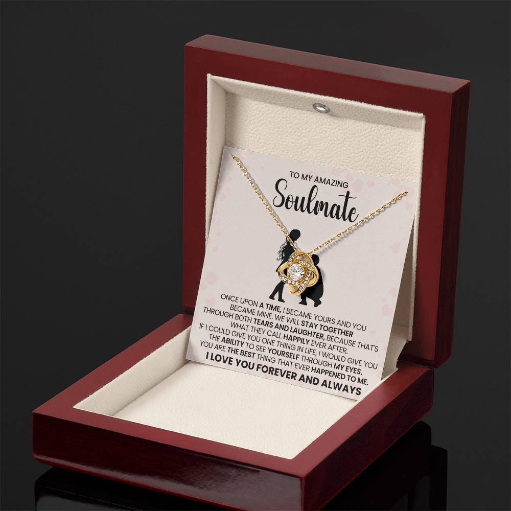 o My Beautiful Soulmate Necklace for Women, Girlfriend- My Soulmate Love Knot Necklace Gifts for Her Anniversary Future Wife You are The Best Happened to Me Girl Friend Necklace with Card & Box