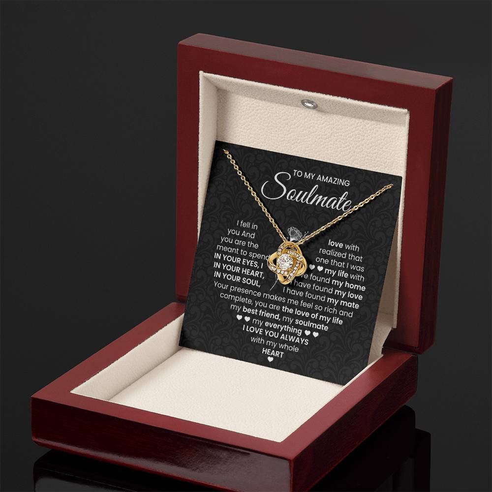 To My Amazing Soulmate Necklace for Women, Girlfriend- My Soulmate Love Knot Necklace Gifts for Her Anniversary Future Wife I Love You Always Girl Friend Necklace with Card & Box