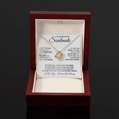 To My Beautiful Soulmate Necklace for Women, Girlfriend- My Soulmate Love Knot Necklace Gifts for Her Anniversary Future Wife My Love My Mate My Bestfriend Girl Friend Necklace with Card & Box