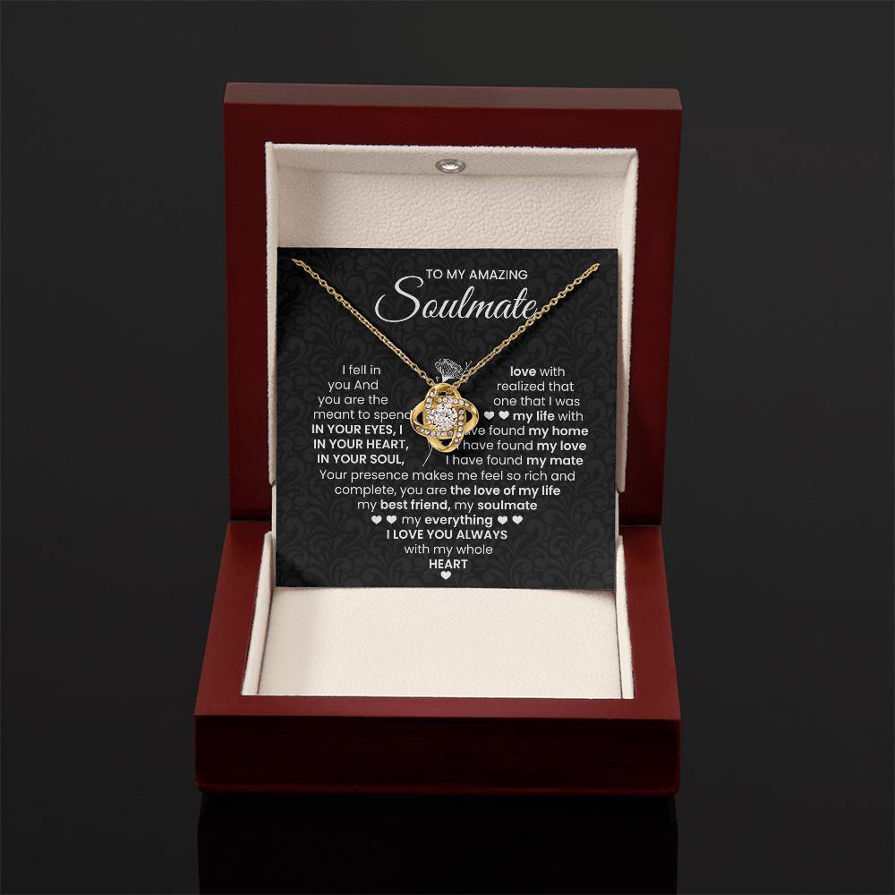 To My Amazing Soulmate Necklace for Women, Girlfriend- My Soulmate Love Knot Necklace Gifts for Her Anniversary Future Wife I Love You Always Girl Friend Necklace with Card & Box