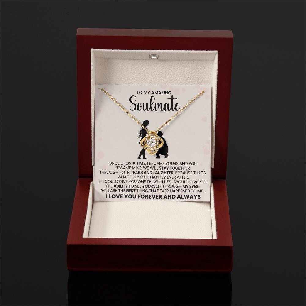 o My Beautiful Soulmate Necklace for Women, Girlfriend- My Soulmate Love Knot Necklace Gifts for Her Anniversary Future Wife You are The Best Happened to Me Girl Friend Necklace with Card & Box