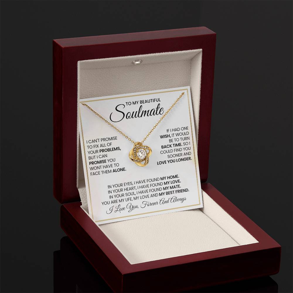 To My Beautiful Soulmate Necklace for Women, Girlfriend- My Soulmate Love Knot Necklace Gifts for Her Anniversary Future Wife My Love My Mate My Bestfriend Girl Friend Necklace with Card & Box