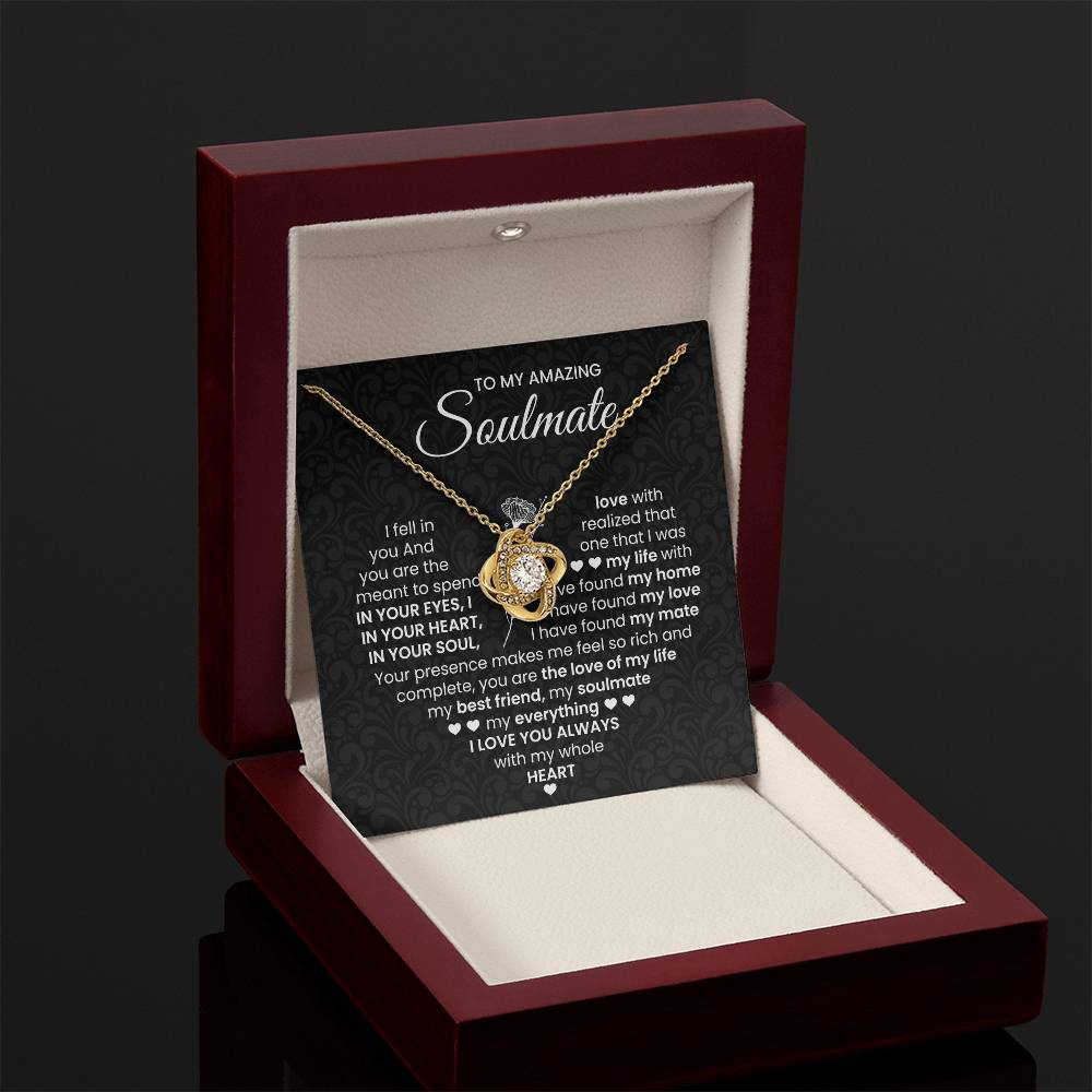 To My Amazing Soulmate Necklace for Women, Girlfriend- My Soulmate Love Knot Necklace Gifts for Her Anniversary Future Wife I Love You Always Girl Friend Necklace with Card & Box