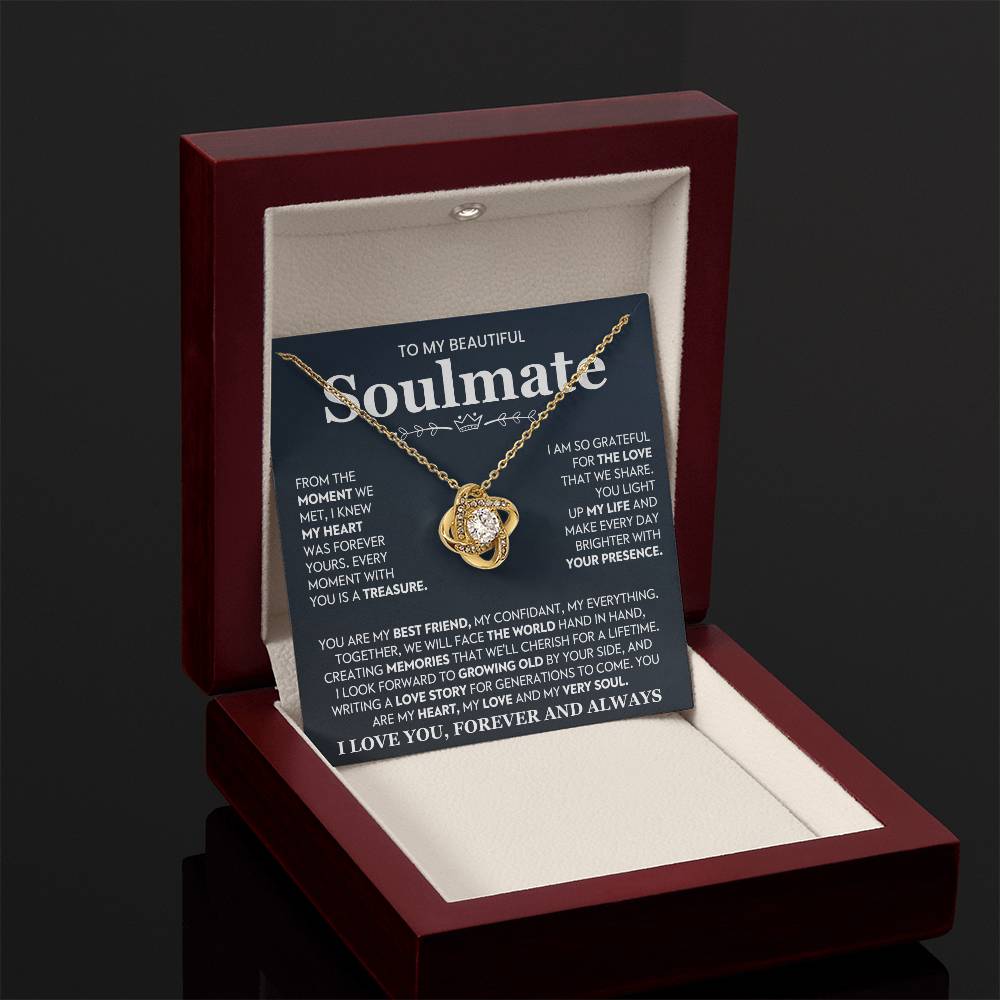 To My Beautiful Soulmate Necklace for Women, Girlfriend- My Soulmate Love Knot Necklace Gifts for Her Anniversary Future Wife You Are My Best Friend Girl Friend Necklace with Card & Box