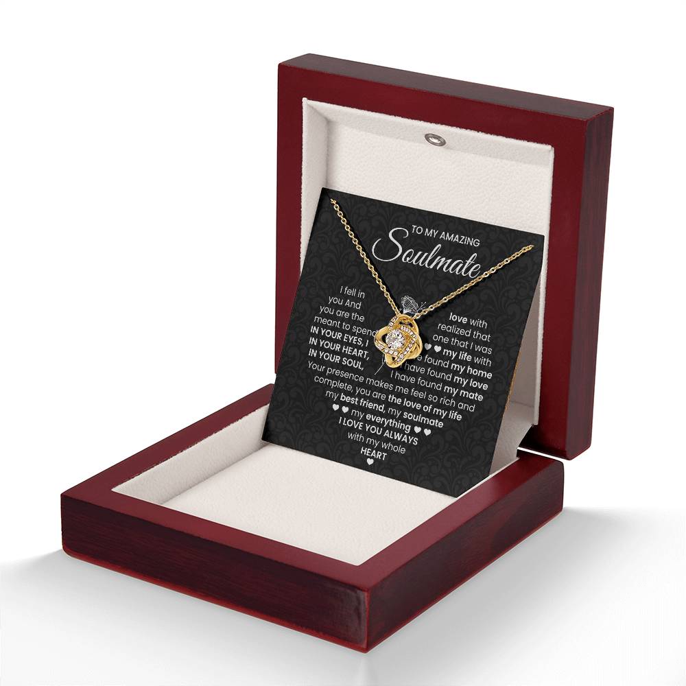 To My Amazing Soulmate Necklace for Women, Girlfriend- My Soulmate Love Knot Necklace Gifts for Her Anniversary Future Wife I Love You Always Girl Friend Necklace with Card & Box