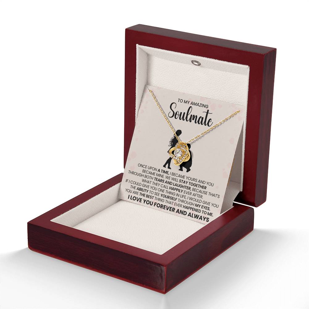 o My Beautiful Soulmate Necklace for Women, Girlfriend- My Soulmate Love Knot Necklace Gifts for Her Anniversary Future Wife You are The Best Happened to Me Girl Friend Necklace with Card & Box