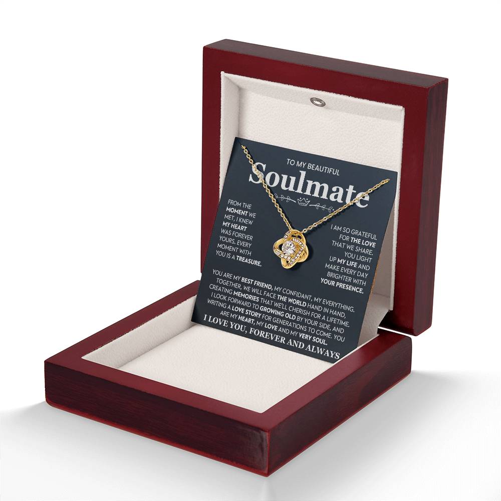 To My Beautiful Soulmate Necklace for Women, Girlfriend- My Soulmate Love Knot Necklace Gifts for Her Anniversary Future Wife You Are My Best Friend Girl Friend Necklace with Card & Box