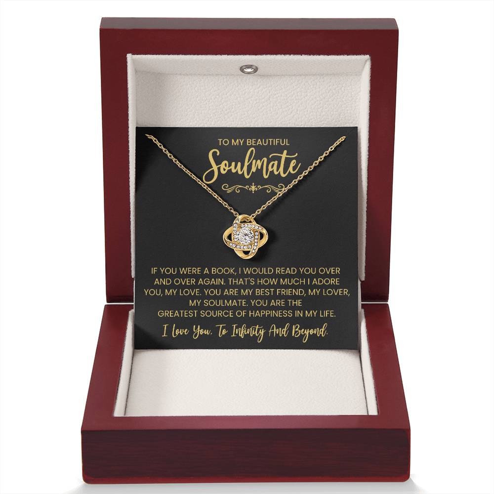 To My Beautiful Soulmate Necklace for Women, Girlfriend- My Soulmate Love Knot Necklace Gifts for Her Anniversary Future Wife You are My BestFriend My Lover Girl Friend Necklace with Card & Box