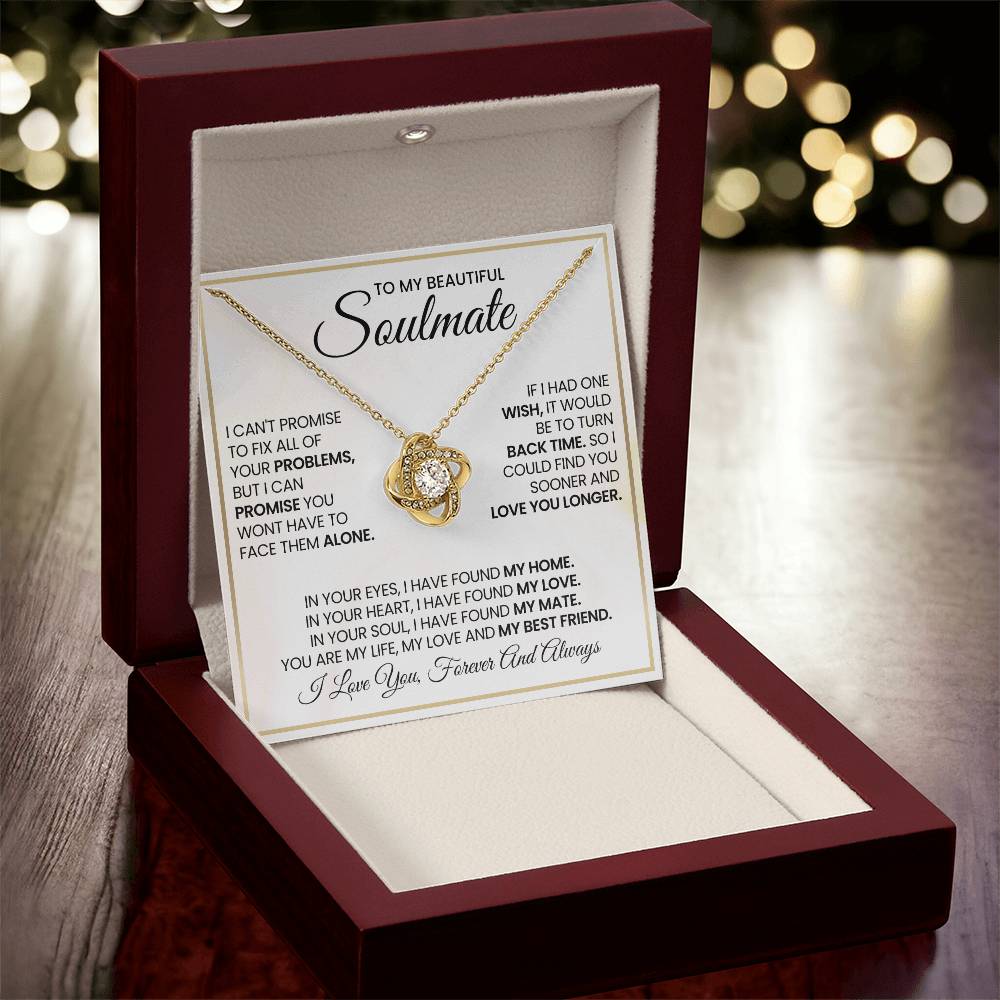 To My Beautiful Soulmate Necklace for Women, Girlfriend- My Soulmate Love Knot Necklace Gifts for Her Anniversary Future Wife My Love My Mate My Bestfriend Girl Friend Necklace with Card & Box