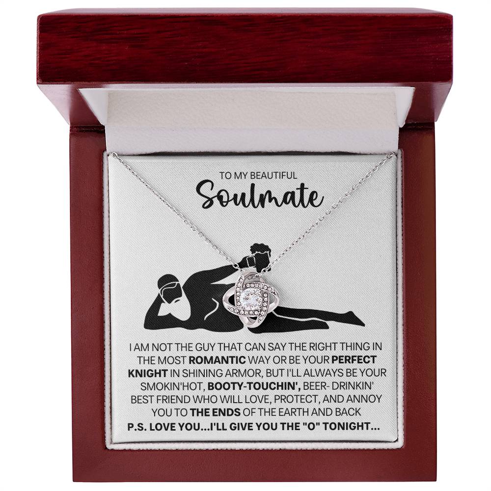 To My Beautiful Soulmate Necklace for Women, Girlfriend - My Soulmate Love Knot Necklace Gifts for Her Anniversary Future Wife Gift From Beer Lover Boyfriend to Girl Friend Necklace with Card & Box