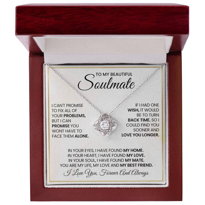 To My Beautiful Soulmate Necklace for Women, Girlfriend- My Soulmate Love Knot Necklace Gifts for Her Anniversary Future Wife My Love My Mate My Bestfriend Girl Friend Necklace with Card & Box