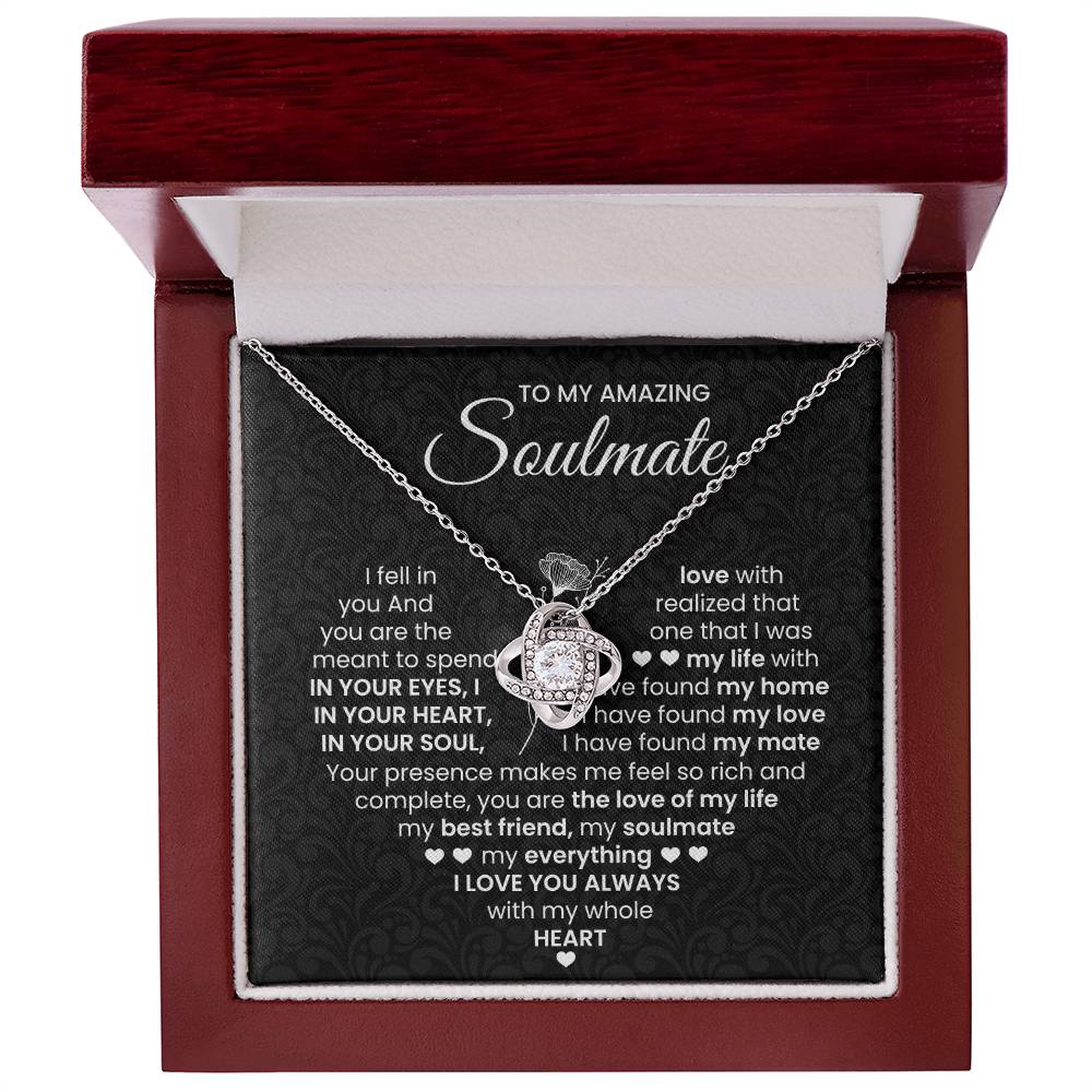 To My Amazing Soulmate Necklace for Women, Girlfriend- My Soulmate Love Knot Necklace Gifts for Her Anniversary Future Wife I Love You Always Girl Friend Necklace with Card & Box