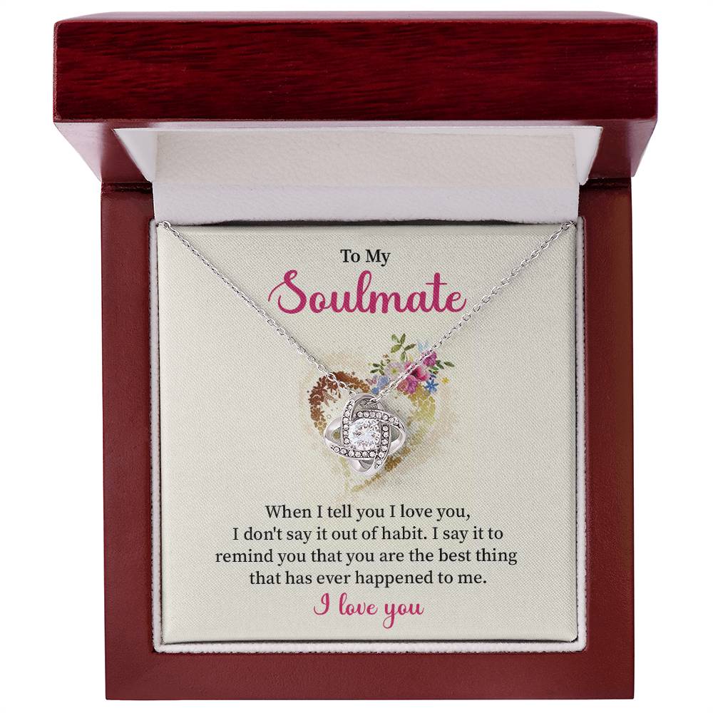 To My Soulmate Necklace for Women Gift From Husband Say I Love You - My Soulmate Love Knot Necklace Gifts for Her Anniversary Future Wife Necklace Romantic Gifts For My Wife with Card & Box