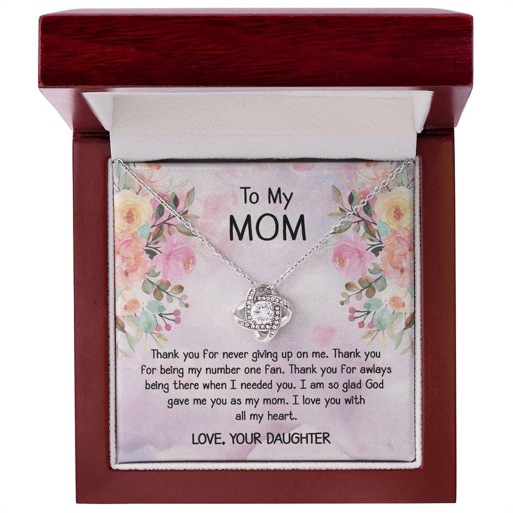 To My Mom Gift Love Knot Necklace From Daughter With Message Card Moth