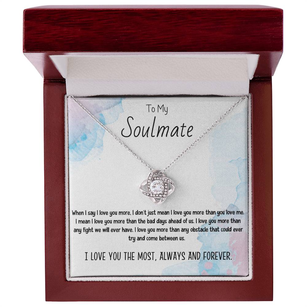 To My Soulmate Necklace for Women Gift From Husband Say I Love You The Most - My Soulmate Love Knot Necklace Gifts for Her Anniversary Future Wife Necklace Romantic Gifts For My Wife with Card & Box