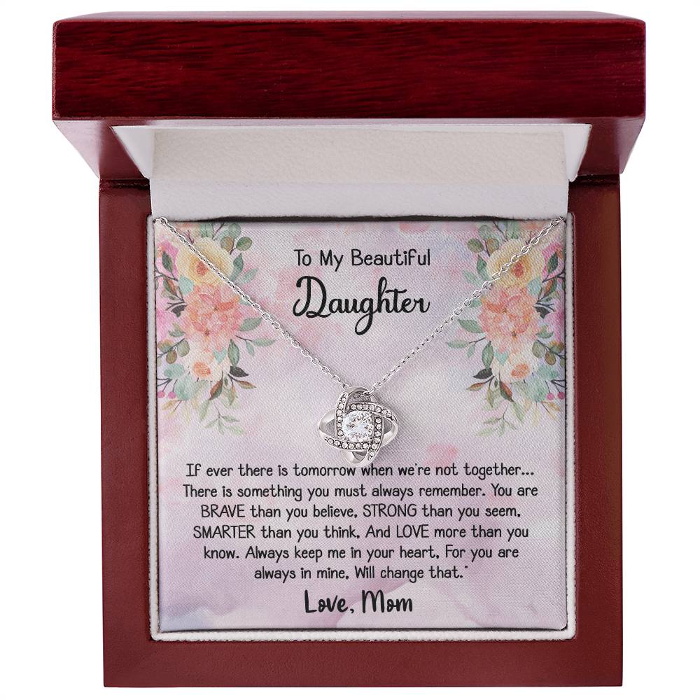 To My Daughter Love Knot Necklace Gift With Beautiful Message Card - B