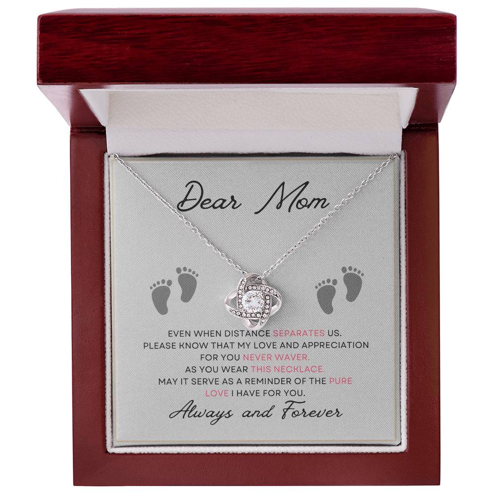 Dear Mom, Always and Forever Message Card Gift Love Knot Necklace From Daughter With Message Card Mother's Day Necklace Gift for Mom, Mother Necklace, Mom Birthday Present From Daughter