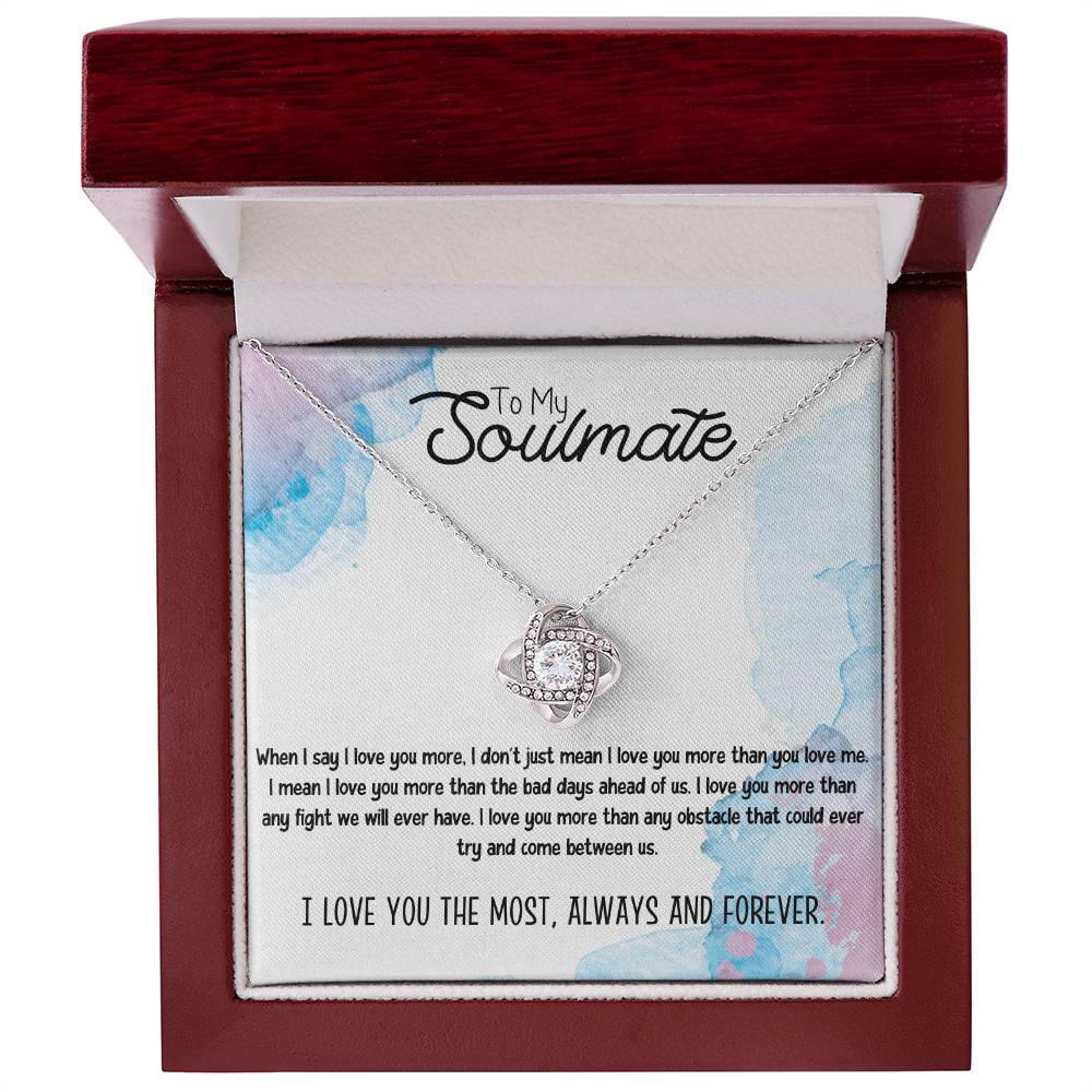 To My Soulmate Necklace for Women Gift From Husband I Love You More - My Soulmate Love Knot Necklace Gifts for Her Anniversary Future Wife Necklace Romantic Gifts For My Wife with Card & Box