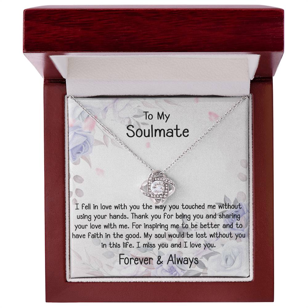 To My Soulmate Gift Love Knot Silver Necklace With Beautiful Message C