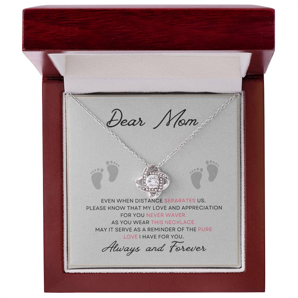 Dear Mom Pure Love You Card Gift Love Knot Necklace From Daughter With Message Card Mother's Day Necklace Gift for Mom, Mother Necklace, Mom Birthday Present From Daughter