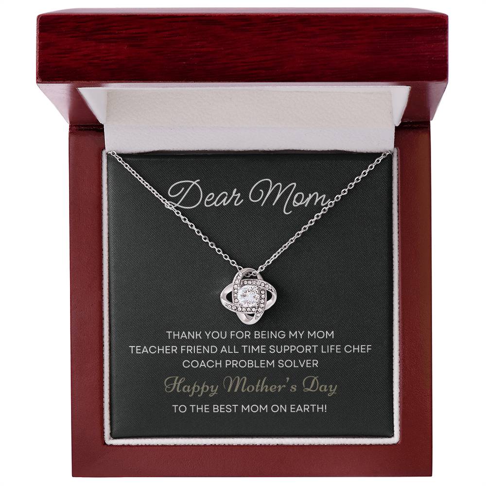 Dear Mom Thank You For Being My Mom | Love Knot Necklace From Daughter With Message Card Mother's Day Necklace Gift for Mom, Mother Necklace, Mom Birthday Present From Daughter