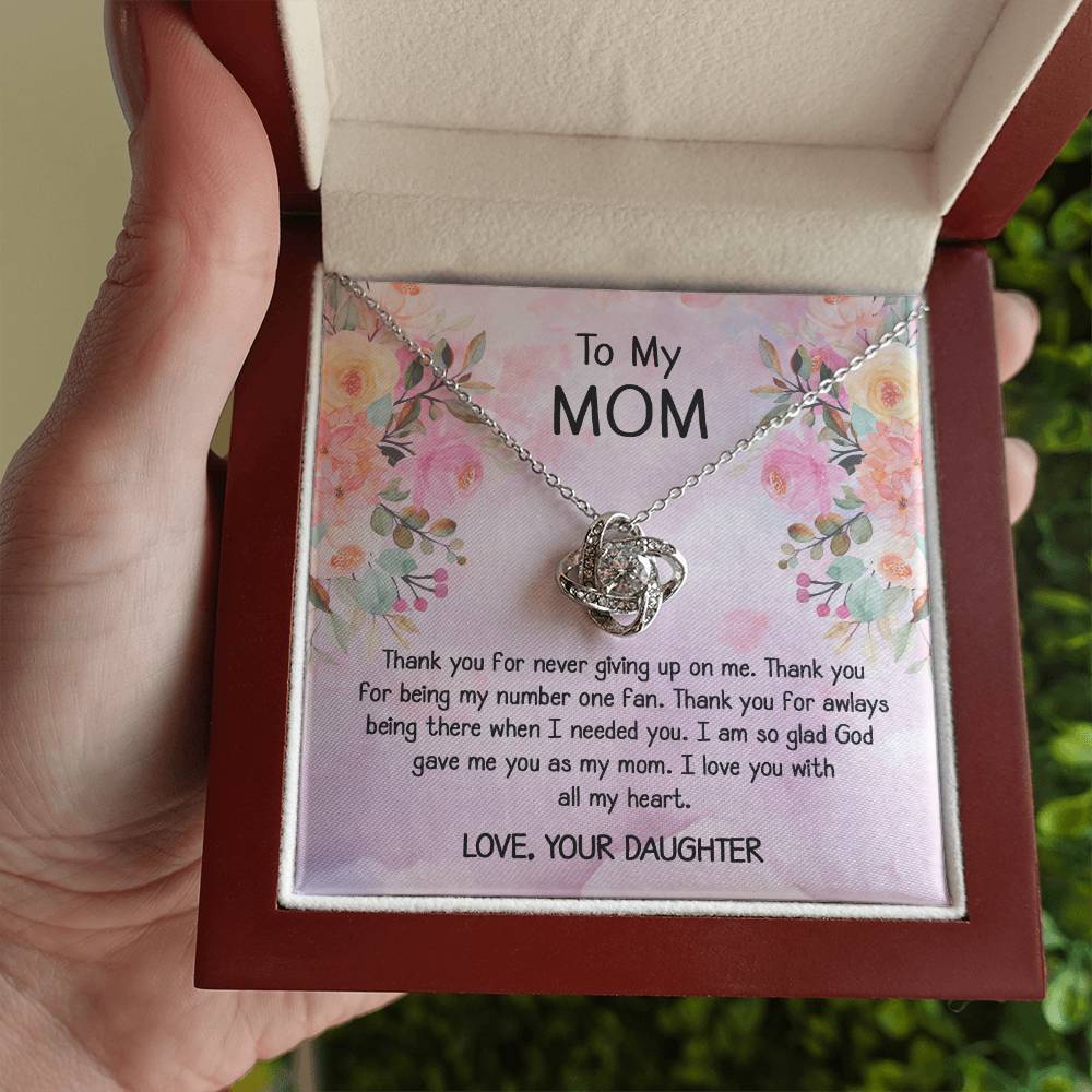 To My Mom Gift Love Knot Necklace From Daughter With Message Card Moth