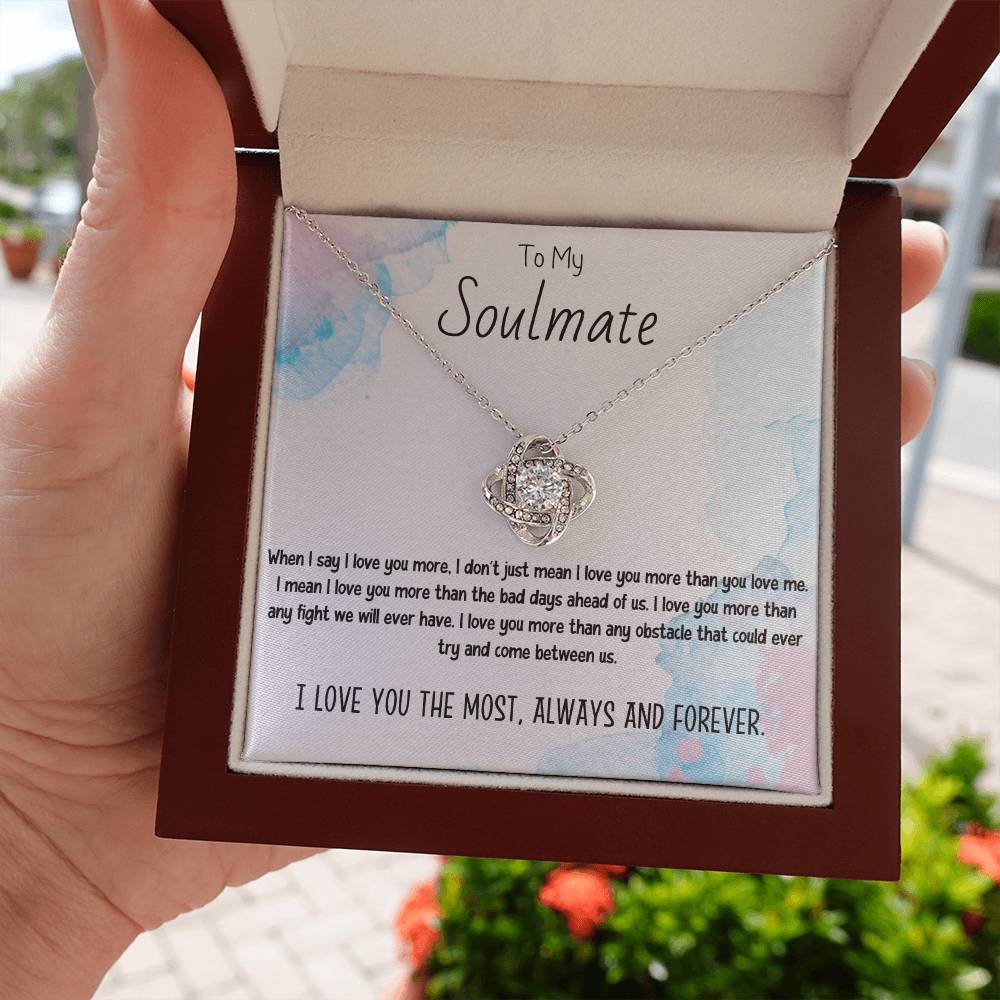 To My Soulmate Necklace for Women Gift From Husband Say I Love You The Most - My Soulmate Love Knot Necklace Gifts for Her Anniversary Future Wife Necklace Romantic Gifts For My Wife with Card & Box