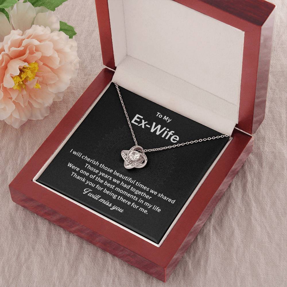 To My EX Wife Gifts Beautiful Love Knot Necklace with Card for Ex-Wife