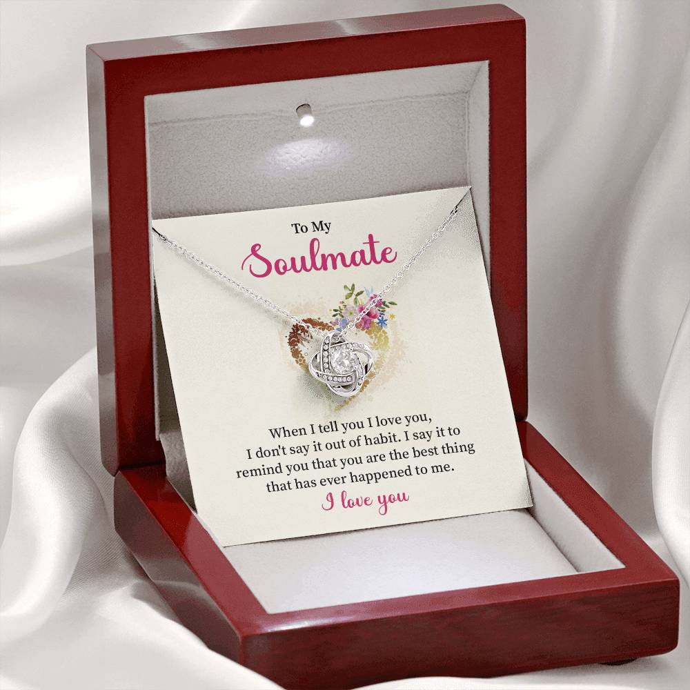 To My Soulmate Necklace for Women Gift From Husband Say I Love You - My Soulmate Love Knot Necklace Gifts for Her Anniversary Future Wife Necklace Romantic Gifts For My Wife with Card & Box