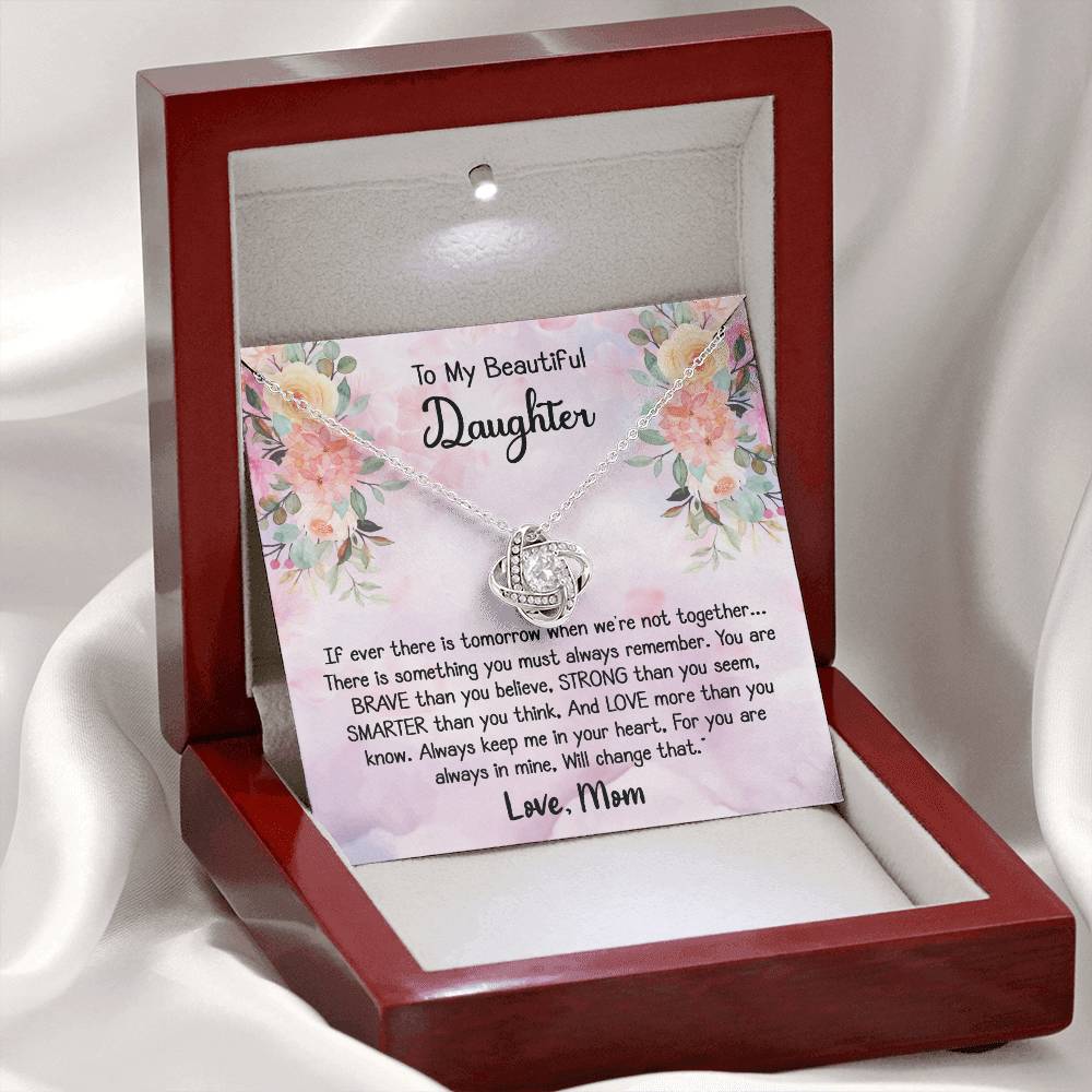 To My Daughter Love Knot Necklace Gift With Beautiful Message Card - B