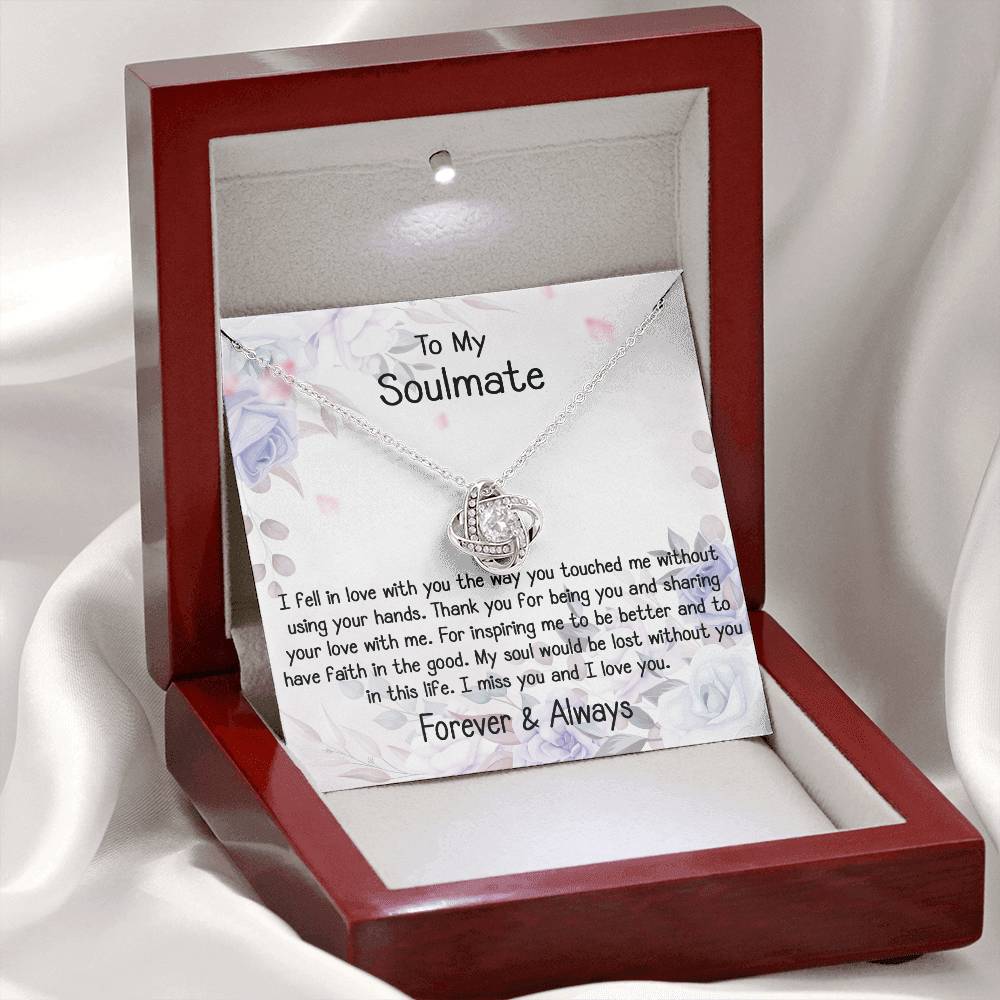 To My Soulmate Gift Love Knot Silver Necklace With Beautiful Message C