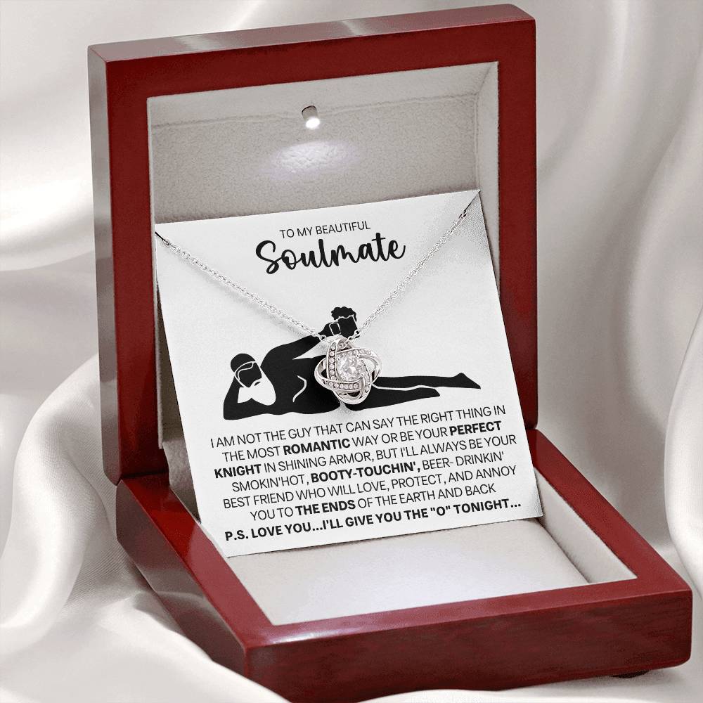 To My Beautiful Soulmate Necklace for Women, Girlfriend - My Soulmate Love Knot Necklace Gifts for Her Anniversary Future Wife Gift From Beer Lover Boyfriend to Girl Friend Necklace with Card & Box