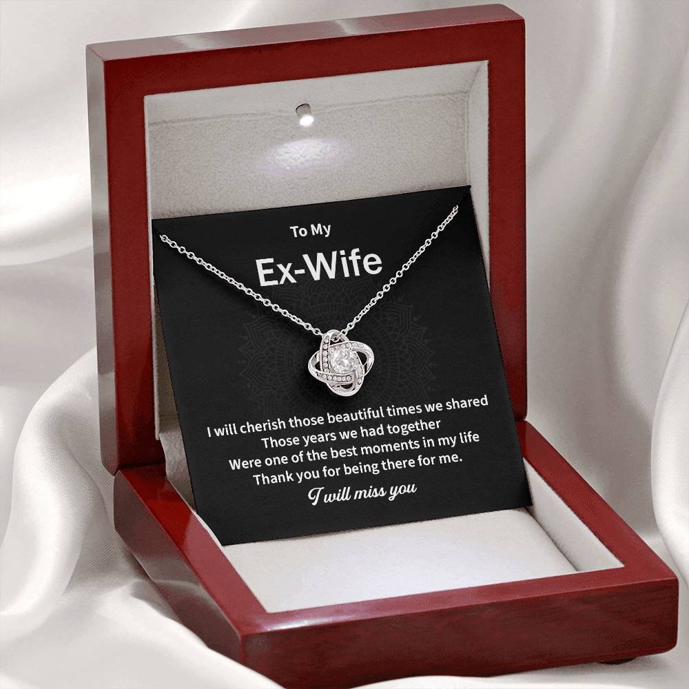 To My EX Wife Gifts Beautiful Love Knot Necklace with Card for Ex-Wife