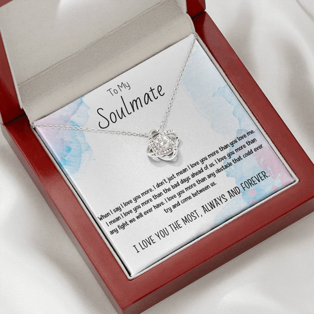 To My Soulmate Necklace for Women Gift From Husband Say I Love You The Most - My Soulmate Love Knot Necklace Gifts for Her Anniversary Future Wife Necklace Romantic Gifts For My Wife with Card & Box