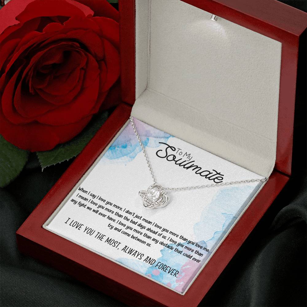 To My Soulmate Necklace for Women Gift From Husband I Love You More - My Soulmate Love Knot Necklace Gifts for Her Anniversary Future Wife Necklace Romantic Gifts For My Wife with Card & Box