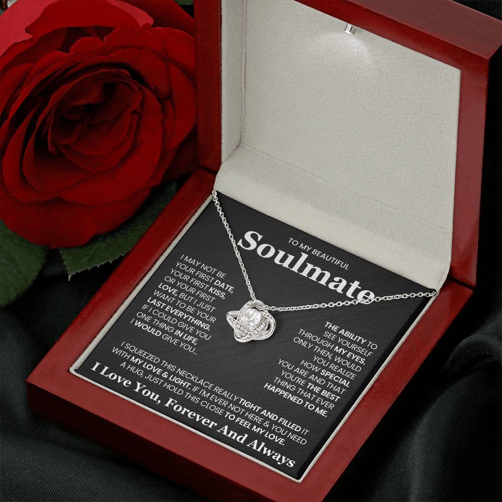 To My Beautiful Soulmate Necklace for Wife Women, Girlfriend Feel My Love - My Soulmate Love Knot Necklace Gifts for Her Anniversary Future Wife Girl Friend Necklace with Card & Box