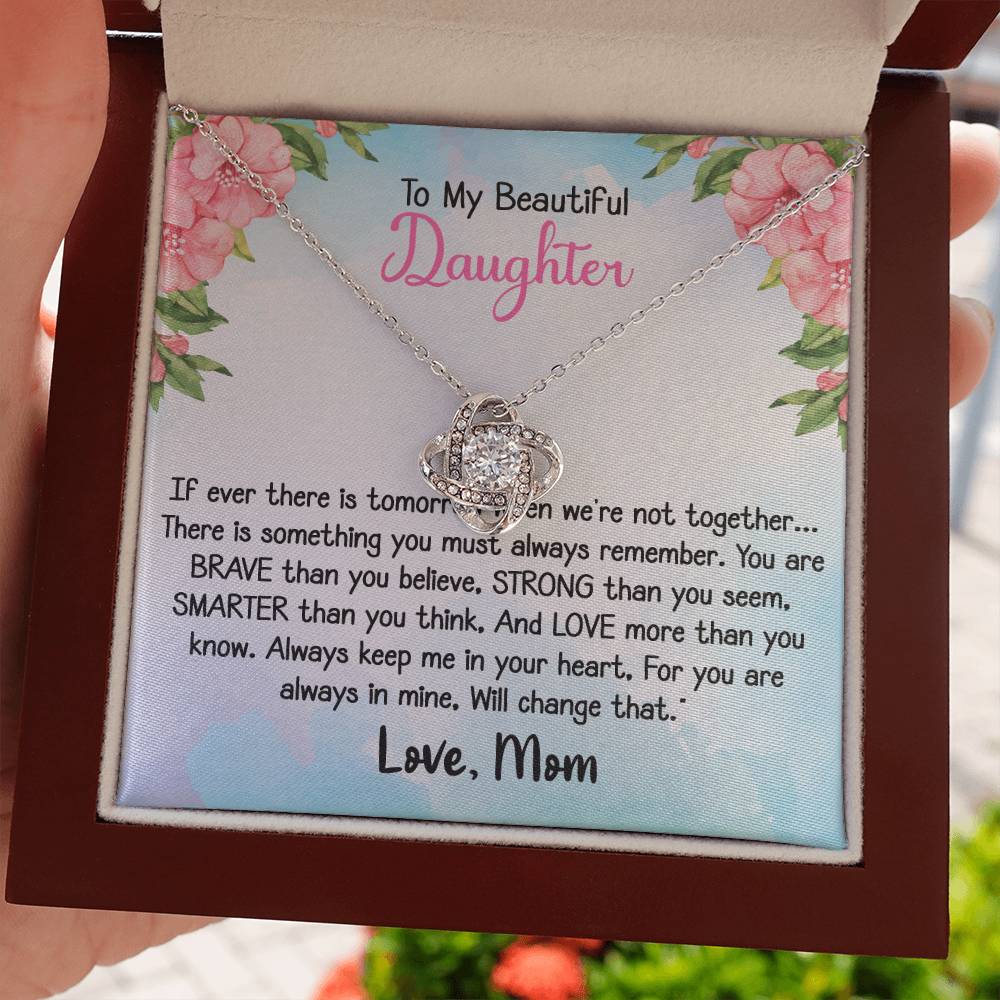 To my Daughter - Love Knot Necklace Gift for Daughter from Dad or Mom 