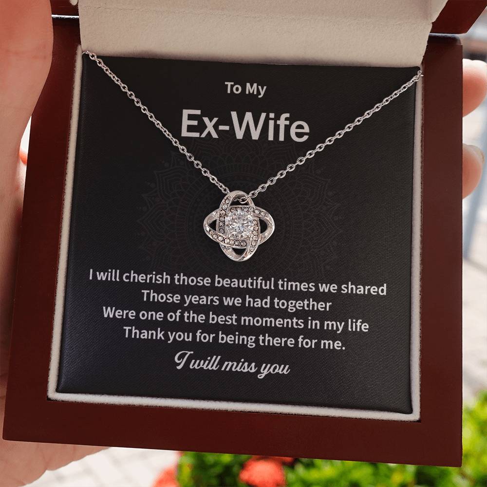 To My EX Wife Gifts Beautiful Love Knot Necklace with Card for Ex-Wife