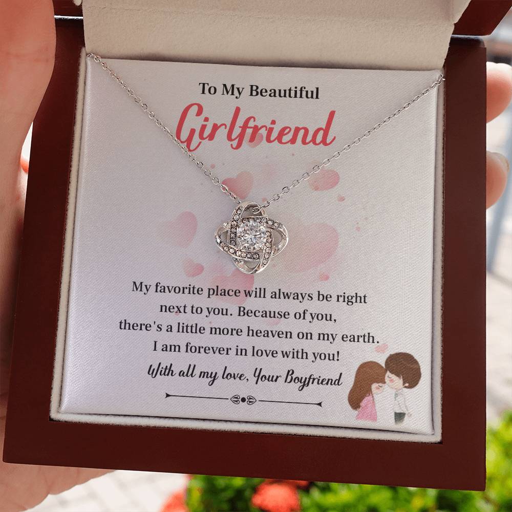 To My Beautiful  Girlfriend Love Knot Necklace - My Gorgeous Girlfrien