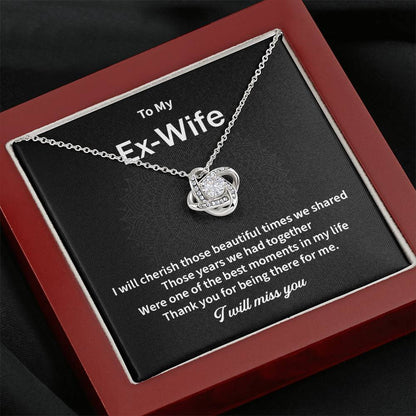 To My EX Wife Gifts Beautiful Love Knot Necklace with Card for Ex-Wife