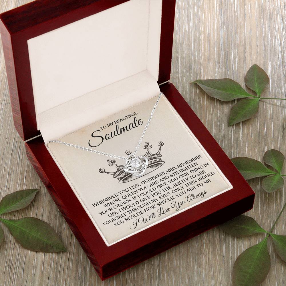 To My Beautiful Soulmate Necklace for Women, Girlfriend- My Soulmate Love Knot Necklace Gifts for Her Anniversary Future Wife Special You Are to Me Girl Friend Necklace with Card & Box