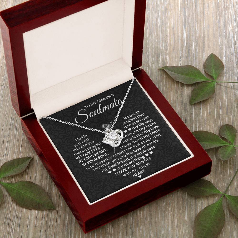 To My Amazing Soulmate Necklace for Women, Girlfriend- My Soulmate Love Knot Necklace Gifts for Her Anniversary Future Wife I Love You Always Girl Friend Necklace with Card & Box