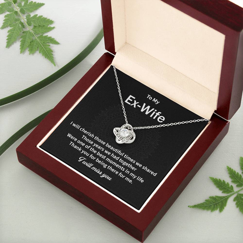 To My EX Wife Gifts Beautiful Love Knot Necklace with Card for Ex-Wife