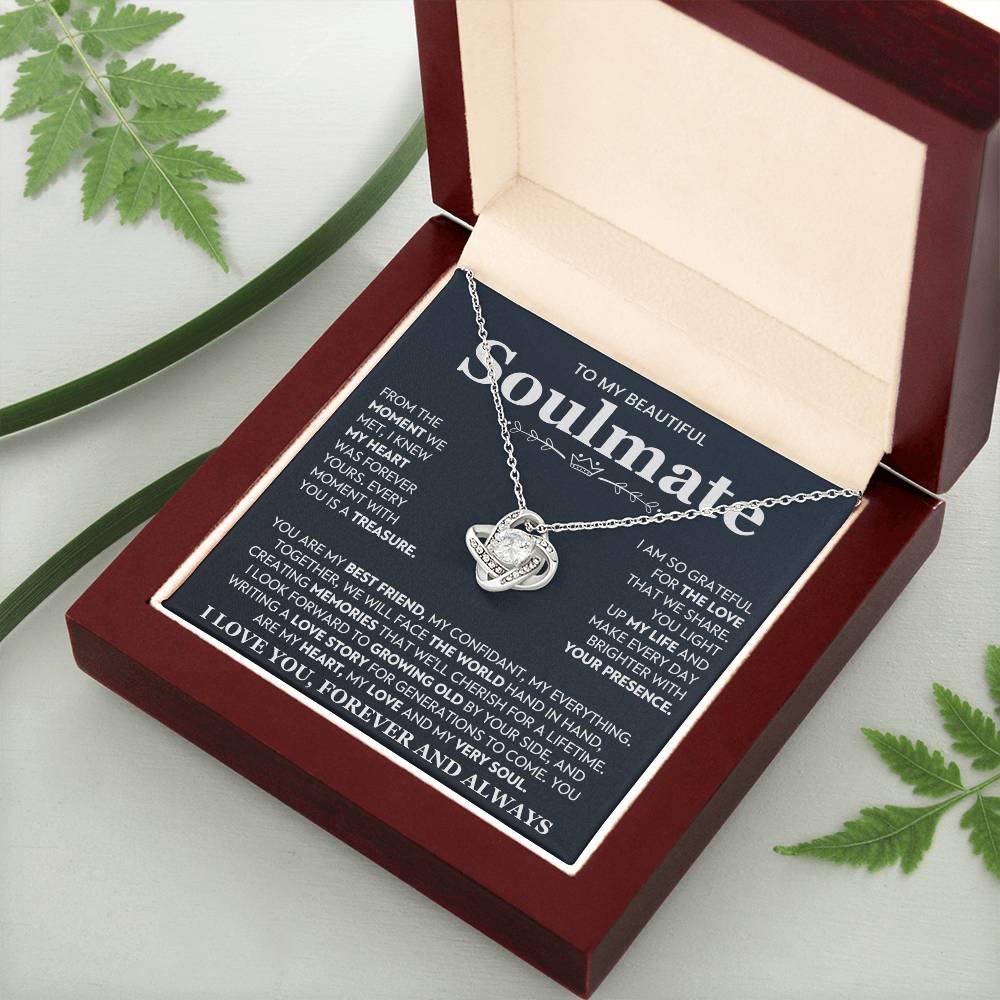 To My Beautiful Soulmate Necklace for Women, Girlfriend- My Soulmate Love Knot Necklace Gifts for Her Anniversary Future Wife You Are My Best Friend Girl Friend Necklace with Card & Box