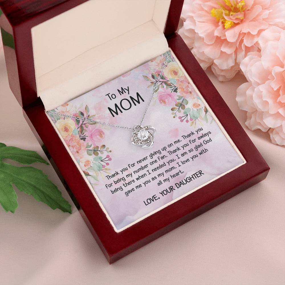 To My Mom Gift Love Knot Necklace From Daughter With Message Card Moth