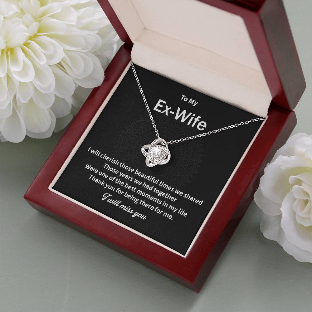 To My EX Wife Gifts Beautiful Love Knot Necklace with Card for Ex-Wife